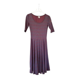 EUC Women's LuLaRoe Nicole Dress Size S Purple Red A-line